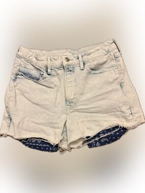 Old Navy Cream Denim Cutoff Shorts with Navy Bandana Lining